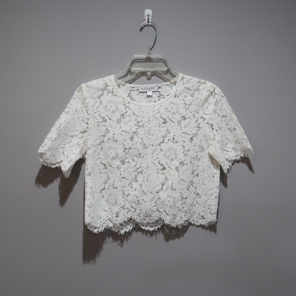 Showpo. Tops - Showpo Lace White Crop Top